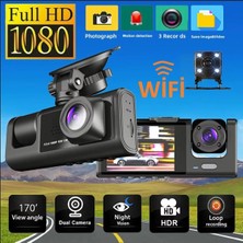 Tastech Wifi Li 3 Kameralı Araç Içi Kamera Kayıt Cihazı 3 Lens Cardvr Dash Cam Ön Iç ve Geri Görüş Kamerası