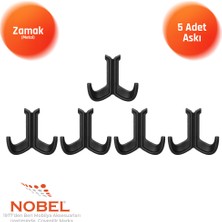 Nobel Marmaris Lüks Askı, Metal, Vestiyer Askı, 85 Gr, Dolap Askılık, Duvar Askılığı, Mat Siyah (Vidalı)5 Adet