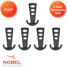 Nobel Bemol Lüks Portmanto Askı, Metal, Vestiyer Askı, 185 Gr, Dolap Askılık, Duvar Askılığı, Mat Siyah (Vidalı)5 Adet