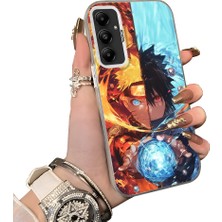 HONTINGA Samsung Galaxy A05S ile Uyumlu Kılıf Silikon Kenar Sert Arka Kamera Koruyucu Basitlik Anti Düşme Kamera Korumalı Anime Desen Couple Telefon Kılıfı Kadın ve Erkek Için Uygundur K1-1539