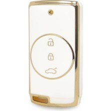 Satışmax Chery Tiggo 7 Pro Yedek Anahtar Uyumlu Anahtar Kılıfı Beyaz Gold