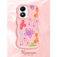 HONTINGA Vivo Y02S Uyumlu Kılıf Düşüme Önleyici Basitlik Anti Düşme Kamera Koruyucu Basit Pembe Yumuşak Silikon Couple Telefon Kılıfı Kelebek Desen K9-0280