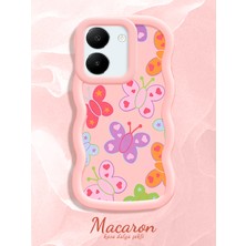 HONTINGA Vivo Y27S Uyumlu Kılıf Düşüme Önleyici Basitlik Anti Düşme Kamera Koruyucu Basit Pembe Yumuşak Silikon Couple Telefon Kılıfı Kelebek Desen K9-0280