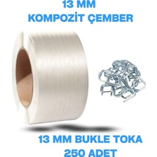 Dalpak Ambalaj 13 mm Kompozit Lifli Çember 1100 Metre ve Bukle Toka ( 250 Adet ) Seti