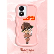 HONTINGA Vivo Y02S Uyumlu Kılıf Düşüme Önleyici Basitlik Anti Düşme Kamera Koruyucu Basit Pembe Yumuşak Silikon Couple Telefon Kılıfı Conan Desen K9-0286