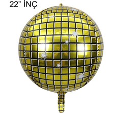 Patladı Gitti 4d Büyük Boy Gold Disko Küre Folyo Balon  22