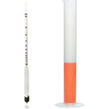 Aek-Tech 0-100 Uzun Form Alkolmetre Hidrometre ve 250ML Mezür Seti