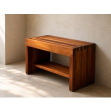 Shark Anatolia Premium Iroko Banyo Bahçe Havuz Bankı Raflı Ekstra Güçlü 86CM Indoor/outdoor