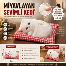 İki Yedi Konsept Dozzi 774 Beyaz Miyavlayan Peluş Kedi Sesli Dekoratif Oyuncak Yastıklı Hediyelik Eşyalar 18X15 cm