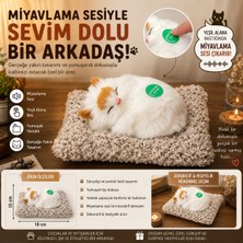 İki Yedi Konsept Dozzi 775 Miyavlayan Uyuyan Kedi Peluş Dekoratif Oyuncak Sesli Yastıklı Hediyelik Eşyalar 18X15 cm