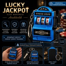 İki Yedi Konsept Lucky Jackpot Mavi Slot Makinesi Anahtarlık Dekoratif Casino Temalı Mini Anahtarlık 5,5 cm Hediye