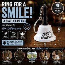 İki Yedi Konsept Ring For A Smile Beyaz Metal Zil Anahtarlık Gerçek Çan Sesli Hediyelik Anahtarlık 6 cm