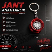 İki Yedi Konsept Kırmızı Jant Anahtarlık Gerçekçi Araba Jantı Tasarımlı Spor Otomobil Anahtarlığı 9 cm Hediyelik