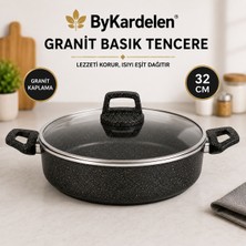 Fms Bykardelen 32 cm Granit Basık Tencere | Yanmaz Yapışmaz Yüzey |