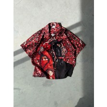 Royal Desenli Dubble Hürrem Kumaş Oversize Gömlek
