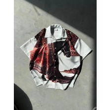 Horse Desenli Dubble Hürrem Kumaş Oversize Gömlek
