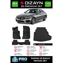 Drs Tuning S-Dizayn Mercedes C Serisi W205 3D Pro Havuzlu Paspas ve Bagaj Havuzu Seti (2'li Set) 2014-2020 A+ K