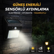 K2 Global Solar Sensörlü Duvar Apliği 15W 6500K Beyaz Işık IP65 Güneş Enerjili Hareket Sensörlü Bahçe Lambası