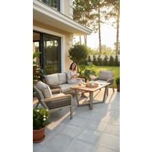 Balco Home Hanımeli 3+1+1+Masa Alüminyum Bahçe Balkon Oturma Grubu Cappucino
