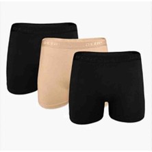 Dondeza Kadın Boxer Paket Içeriği 3 Adet (Siyah-Ten)