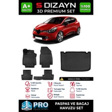 Drs Tuning S-Dizayn Renault Clio 4 3D Pro Havuzlu Paspas ve Bagaj Havuzu Seti (2'li Set) 2012-2019 A+ Kalite