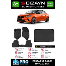 Drs Tuning S-Dizayn Opel Corsa F 3D Pro Havuzlu Paspas ve Üst Bagaj Havuzu Seti (2'li Set) 2019 Üzeri A+ Kalite