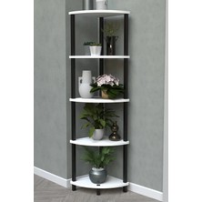 The Violett Flora 5 Raflı Moblen Çiçeklik Saksılık Balkon Bahçe Dekor Raf Stand-Beyaz