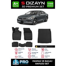 Drs Tuning S-Dizayn Volvo S90 3D Pro Paspas ve Bagaj Havuzu Seti (2'li Set)  2016 Üzeri A+ Kalite