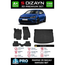 Drs Tuning S-Dizayn Vw Golf 7 3D Pro Havuzlu Paspas ve Bagaj Havuzu Seti (2'li Set) 2012-2020 A+ Kalite