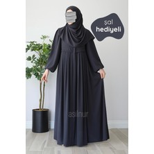 Asilnur Meva Pileli Ferace Şal Hediyeli Takım Füme