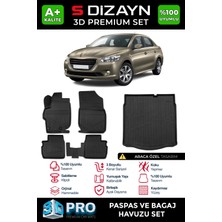 Drs Tuning S-Dizayn Peugeot 301 3D Pro Havuzlu Paspas ve Bagaj Havuzu Seti (2'li Set) 2013 Üzeri A+ Kalite