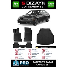 Drs Tuning S-Dizayn Mercedes C Serisi W204 3D Pro Havuzlu Paspas ve Bagaj Havuzu Seti (2'li Set) 2007-2014 A+ K