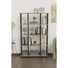 The Violett Venora 5 Katlı Modern Kitaplık | Dekoratif Çok Amaçlı Kitaplık ve Organizer | Çok Raflı Düzenleyici - Meşe