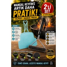 Open City 2'li Set Mangal Yelpazesi ve Izgara Temizlik Fırçası Kamp Piknik Barbekü Mangal Aksesuarı Pratik