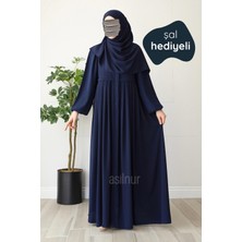 Asilnur Meva Pileli Ferace Şal Hediyeli Takım Lacivert