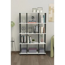 The Violett Venora 5 Katlı Modern Kitaplık | Dekoratif Çok Amaçlı Kitaplık ve Organizer | Çok Raflı Düzenleyici - Beyaz