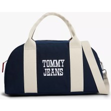 Tommy Hilfiger Erkek Kısa ve Uzun Askı Tommy Jeans Yazı Desen Fermuar Kapama Mavi Spor Çanta AM0AM14224-C1G