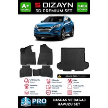Drs Tuning S-Dizayn Hyundai Tucson 3D Pro Havuzlu Paspas ve Bagaj Havuzu Seti (2'li Set) 2015-2021 A+ Kalite