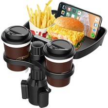 Tastech Çok Fonksiyonlu 360 ° Dönen Araba Telefon Tutucu ve Bardak Tutucu Içecek Küçük Masa Yemek Rafı