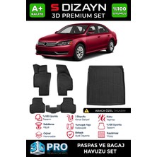 Drs Tuning S-Dizayn Vw Passat B7 3D Pro Havuzlu Paspas ve Bagaj Havuzu Seti (2'li Set) 2010-2014 A+ Kalite