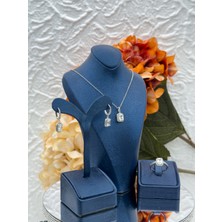 Livora Jewelry 925 Ayar Gümüş Pırlanta Montür Zarif Baget Kesim 3'lü Kadın Takı Seti
