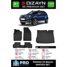 Drs Tuning S-Dizayn Dacia Duster 4x2 3D Pro Havuzlu Paspas ve Üst Bagaj Havuzu Seti (2'li Set) 2018-2022 A+ Kal