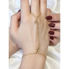 Stainless Steel Melek ve Yıldız Detaylı Gold Çelik Şahmeran Bileklik