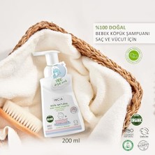 %100 Doğal Organik Sertifikalı Bebek Köpük Şampuanı Saç Vücut Lavanta Konak Önleyici Yenidoğan 200 ml