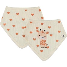 Civil Baby Kalp - Zürafa Desenli Mama Önlüğü - Fil Dişi