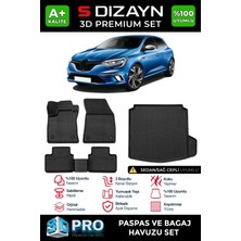 Drs Tuning S-Dizayn Renault Megane 4 Sedan 3D Pro Havuzlu Paspas ve Sağ Kulak Paspas Bagaj Havuzu Seti (2'li Se