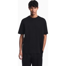 Emporio Armani Erkek Regular Fit Yuvarlak Yakalı Mikro Kartal Işlemeli Yumuşak Pamuklu Jarse Kumaşlı Kısa Kollu Siyah T-Shirt EM006779 AF28078-UC001