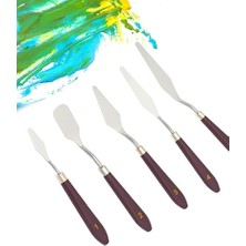 Palet Bıçağı 5 Parça Paslanmaz Çelik Spatula Seti, Kil Hamuru Pasta Krema Yağlıboya Için Ahşap Saplı Süsleme Şekil Verme ve Kazıma, Boya Araçları,mutfakta ve Diğer Hobi ve El Sanatları Için
