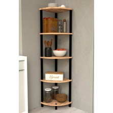 The Violett Gusto 5 Katlı Mutfak Rafı | Çok Amaçlı Mutfak Düzenleyici | Dekoratif Mutfak Raf Ünitesi ve Organizer - Meşe