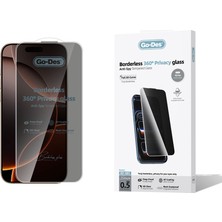 Go-Des iPhone 16 Pro Uyumlu Go Des Af Borderless Privacy Hayalet Temperli Cam Ekran Koruyucu Siyah